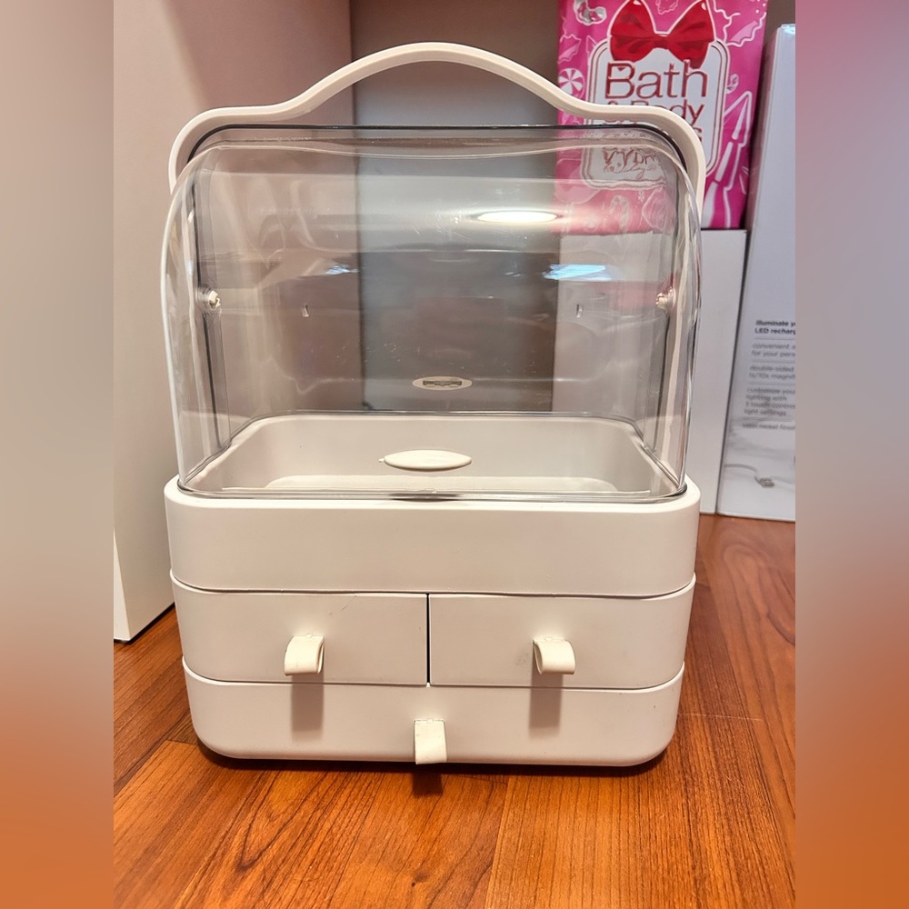 Elegant White Skincare Organizer with Drawers